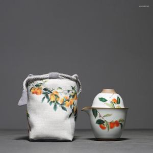 Conjuntos de utensílios de chá Conjunto de chá de viagem Gaiwan para bule de chá de cerâmica completo TeaCup Drinkware estilo chinês escritório em casa decorativo presente de KungFu