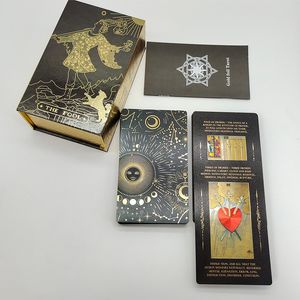 Outdoor Games Activities Good Quality Frosted Gold Tarot Deck Waterproof Divination Cards Plastic With Guidebook And Exquisite Flip Box 230717