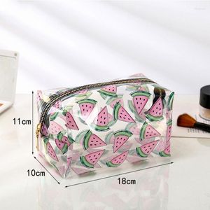 Storage Bags Transparent PVC Waterproof Cosmetic Bag Ins Wind Cartoon Large-capacity Girl Pencil Case Wash