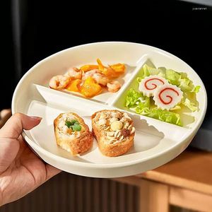 Plates Dividing Plate Ceramic Dish Three Fat Loss Breakfast Platos Simple Creative Horizontal Tableware