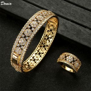 Bracelet Earrings Necklace Pendant Necklaces Donia jewelry European and American fashion luxury ring bracelet set micro inlaid AAA zircon hollow flower 230718