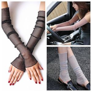 Cykelhandskar Summer Fashion Lady Gaze Sun Protection Sleeves Women Thin Long Fingerless Arm Warmers Sunscreen UV Breattable Mantens