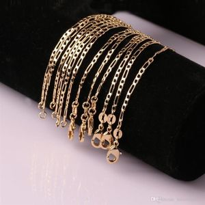 20pcs Mens Gold Chain Necklace 2mm Stamp Gold color color Vintage Chain Woman and girl Figaro chain Jewelry Whole181K