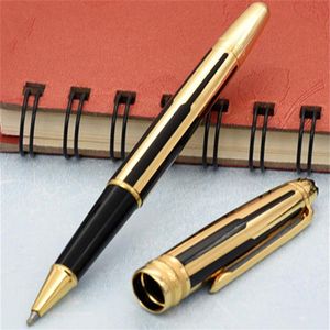 Högkvalitativ ny Black and Gold Stripes Roller Ball Pen Ball Point Pens Fountain Pen Hela gåva 229F