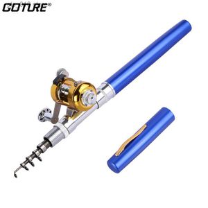 Casting Rods Goture Winter Fishing Rod Telescopic 1M med snurrande rullar Aluminiumlegering Portable Fish Rod Carp Feeder Ice Fishing Tackle T230718