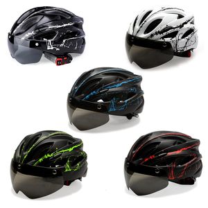 Capacetes de ciclismo Capacete de bicicleta respirável masculino e feminino óculos removíveis lente MTB bicicleta de estrada com luz LED 230717