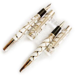 PURE PEARL Pope Julius II Fountain Rollerball Pen 0 7mm Nib alta qualidade Classic Nude Clip oco para fora Barrel Writing Smooth Luxury236E