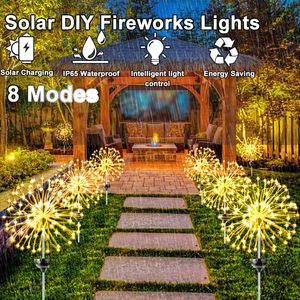 Garden Decorations Solar LED Firework Fairy Lights Outdoor Waterproof Decoration Lawn Pathway Lamp 230717