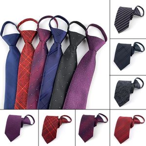 Bow Ties Men Zipper Lazy Tie Solid Color Red Blue Black Business Slitte Skinny Bridegroom Party Dress Wedding Accessories Gift