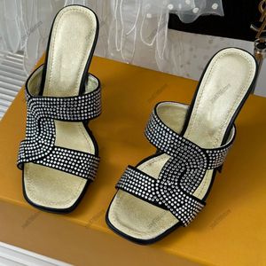 designer sandals rhinestone heels sandals open-toed heels block heels brand store hot sale shoes vacation shoes