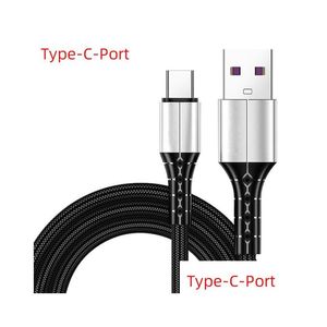 كابلات الهاتف الخليوي 5A USB مع منفذ بيانات Type-C للشحن السريع Andriod Charger Mobile Nylon Strong Nylon 1/1.5m Drop Drop Home ACCE DHMF8