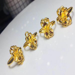Klusterringar hx 24k Pure Gold Ring Real Au 999 Solid Elegant Shiny Heart Beautiful Upskala trendiga smycken säljer 2021261n