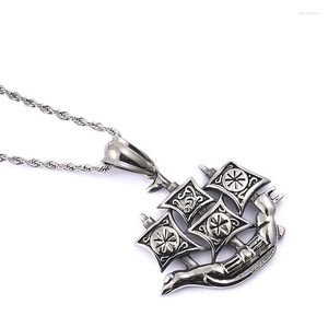 Pendant Necklaces European And American Pirate Ship Personality Creative Stainless Steel