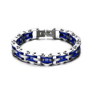 Titanium Silicone Men Motor Cykelkedjan Armband Manschett Arvband Punk smycken Manlig stag spetsmotorcyklar Pulsera 8 Färg