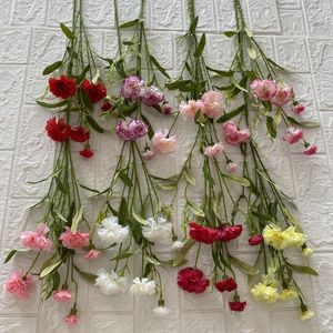 Decorative Flowers Artificial Flower Silk Carnation Twigs Mother's Day Gift Simulation Floral Cargos Fake Decoration With Green Plants