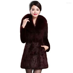 Women's Fur Haining Imitation Rex Coat Middle-aged And Old Ladies Fashion Long Collar Large Size Temperament .