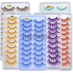 Falsche Wimpern 10Paris/Lot Regenbogen Bunte Nerz Falsche Wimpern Weiß Groß Rot Lila Blau Farben Gefälschte Wimpern für Puppen Cosplay Make-up Cilias J230717