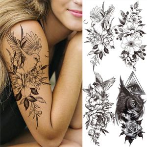 Friedenstaube Blume temporäre Tattoos für Frauen Erwachsene Pfingstrose böser Blick Adler gefälschte Tattoo Aufkleber große wasserdichte Arm Oberschenkel Tatoos