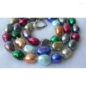 Chains Stunning 8-10mm Baroque Multicolor Freshwater Cultured Pearl Necklace 18inch