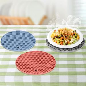 Bord mattor nordisk stil kök silikon placemat tjock rund honungskaka tvättbar isolerad kruka