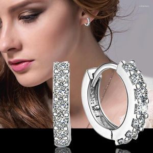 Orecchini posteriori in argento sterling 925 zirconi a fila singola di moda semplice per regali di gioielli da uomo da donna