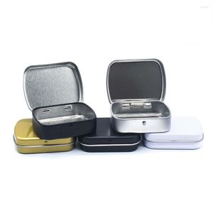 Gift Wrap Mini Metal Hinged Tin Box With Lid Rectangular Container Portable Small Storage Kit Candy Case For Home Organizer