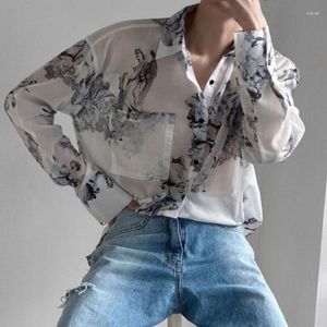 Męskie koszule C ySummer Printing koszula Koreańska siatka luźna odzież przeciwsłoneczna 2023 High Street Male Flowers Cardigan 9A8694