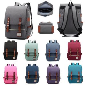 Vintage Laptop Bag Backpack Women Mens Knapsack School College Racksack Fits 15 inch Notebook Computer Bags Shoulderbag Bookbag Sa274v