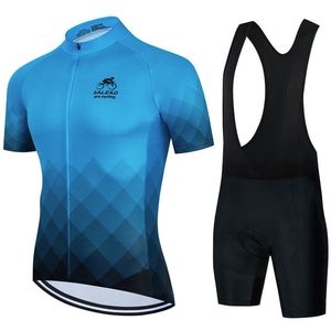 Cycling Jersey Sets SALEXO Team Set Breathable Men Short Sleeve Shirt Bike Bib Shorts 19D Gel Pad Summer Bicycle Clothing 230717