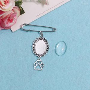 Broscher Commemorative Pet Po Brooch Diy Pin Making Lace Frame Charm Oval Glass With Pendant