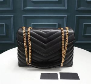 Toppkvalitetsdesigner Loulou Bag Woman Purse stora axelkedjor Crossbody Clutch Bags Women Calfskin Leather Grosgrain foder Totes Lady Wallet