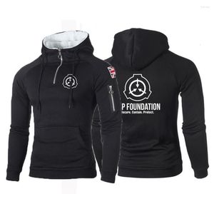 Herrtröjor 2023 herrar SCP Foundation tröjor mode blixtlås långärmad huvtröja casual hiphop streetwear solid hoodie tops