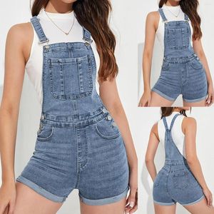 Women's Shorts Classic Adjustable Straps Denim Bib Overalls Bright