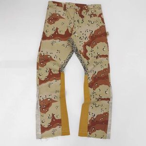 Spring Summer Men's Washde Pants Stitching Camouflage Women's Trousers