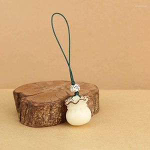 Klapetyki biały łańcuch kluczowy bodhi Lucky Bag Pendant Pierścień Vintage Mala Yoga Hand CAR Spiritualist Buddhist Jewelry