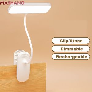 Other Home Decor 360° Flexible Table Lamp with Clip Stepless Dimming Led Desk Rechargeable Bedside Night Light for Study Reading Office Work 230717