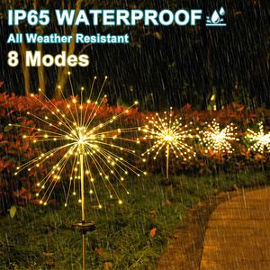 Trädgårdsdekorationer LED Solar Power Firework Lights Decoration Fairy Waterproof Outdoor Dandelion Lawn Lamp för uteplatsdekor 230717