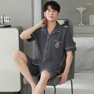 Men's Sleepwear 2023 Summer Plus Size Cotton Short Sleeve Pajama Sets For Men High Quality Loose Shorts Homewear Home Clothes