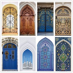 Wall Stickers Arabic Style Door Sticker Self Adhesive Wallpaper Living Room Bedroom Decor Muslin Decal Cover Home Design Decoration 230717