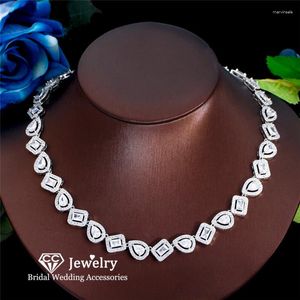 Chains Shining Necklace Wedding Accessories Women Bijoux Bridal Dress Engagement Jewelry Set Crystal Chain Fine Jewellery XL0108