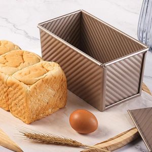 Bakformar hög hårdhet bröd mögel icke-stick beläggning gyllene diy kolstål toastverktyg