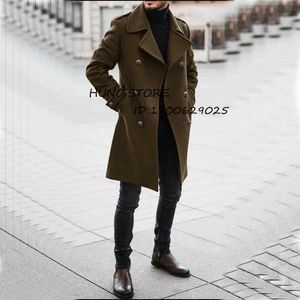 Herr ull blandar vinterens ull Long Coat Slim Fit Double Breasted Anpassad klänning Elegant för Cotton Jacket HKD230718