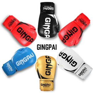 Protective Gear GINGPAI 6oz 8oz 10oz 12oz Adult Men's Women's Kids Boxing Gloves PU Leather MMA Muay Thai Sanda Professional Fighting Gloves HKD230718