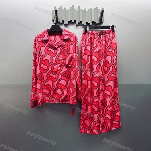 Pijama Feminino Conjunto de Camisolas de Cetim Seda Estampado Pijamas de Manga Longa Moda Casual Roupa de Casa Duas Cores