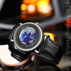 Relógios de pulso KIMSDUN Relógios Fashion Luminous Wandering Earth Men Business Edição Limitada Pulseira de Couro Relogio Masculino