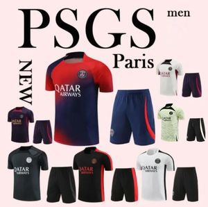 24 -25 Trainingsanzug 23/24 Mbappe Paris Neymar Jr. Sportswear Männer Training Anzug kurzärmeliger Anzug Fußballfußball -Trikot -Kit Uniform Chandal Erwachsener Schweiß ...