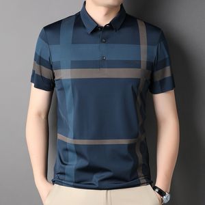 Men's Polos Mlshp Short Sleeve Polo Shirt Luxury Loose Wide Stripe Business Casual Thin Top Fashion Tshirt 4xl 230717
