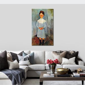 Amedeo Modigliani Figur Płótna sztuka ręcznie robiona mała dziewczynka w niebieskich obrazach olejnych do apartamentu Wystrój nowoczesny
