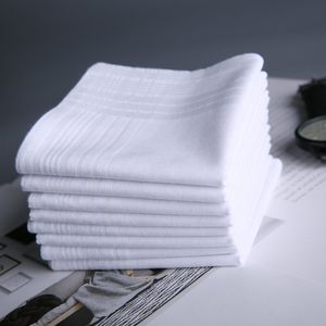 Handkerchiefs Fast Delivery Women and Men Solid White Hankies Soft Cotton Handkerchiefs with Gift Bag Box Package 230717