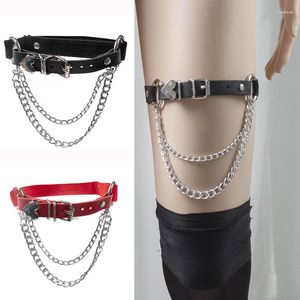 Anklets Sexy Thigh Ring Soft Girl Sex Club Peach Heart Chain European Punk Style PU Leather Leg Garter